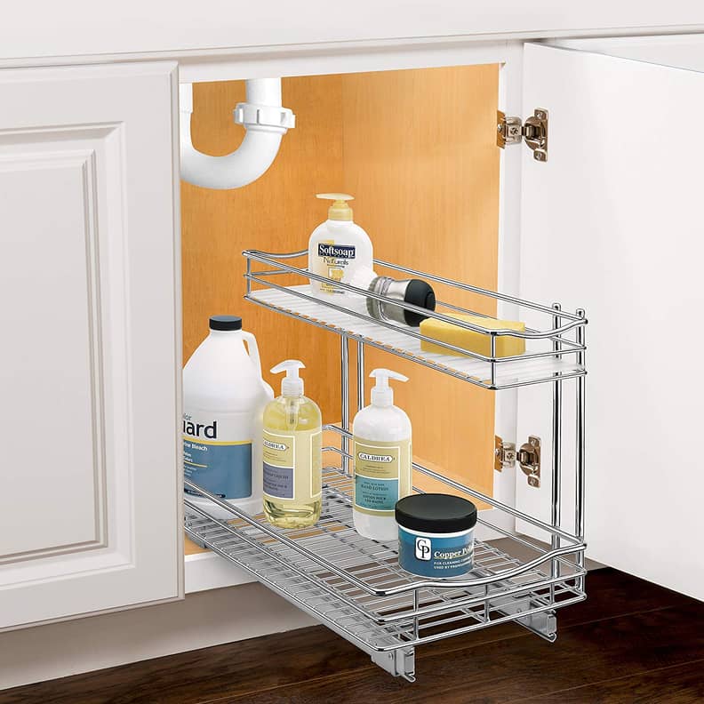 Simplehouseware 2 Tier Bathroom Organizer Tray Pull-Out Sliding Drawer/Under-Sink Storage, Grey
