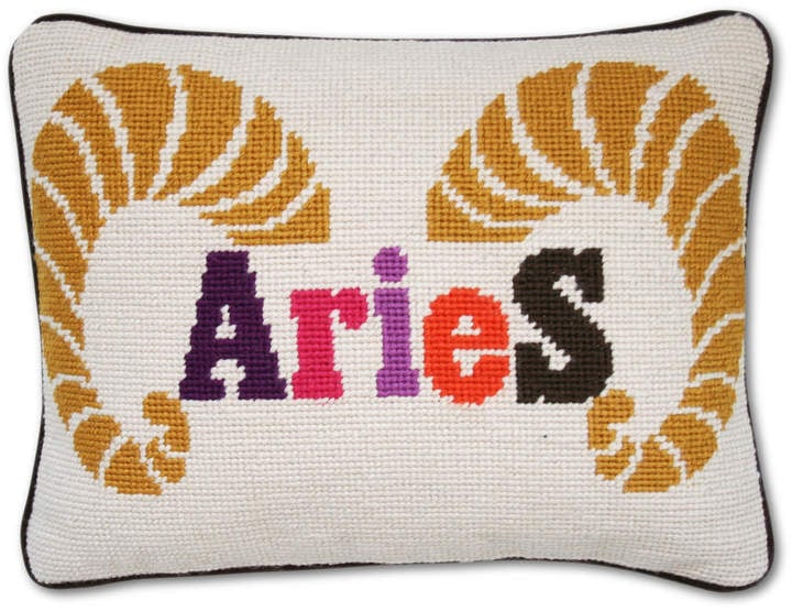 Jonathan Adler Aries Zodiac Needlepoint Throw Pillow
