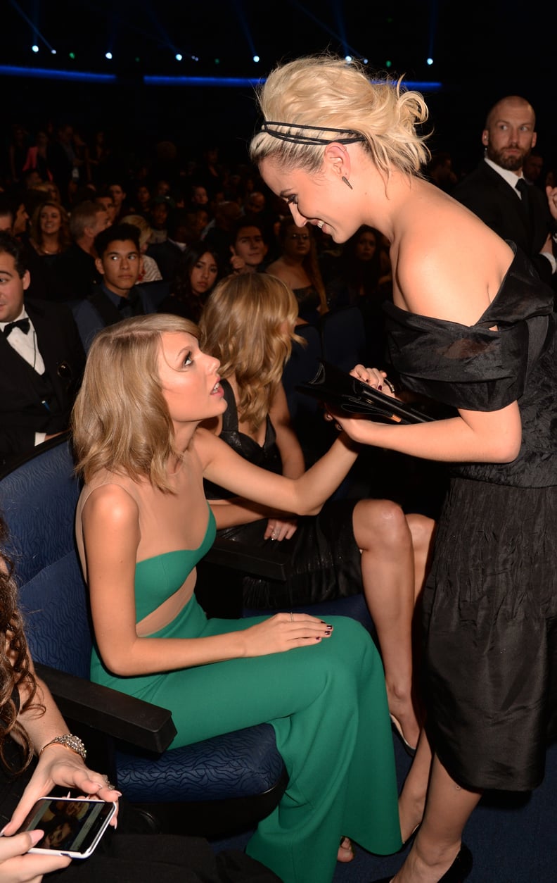 LOS ANGELES, CA - NOVEMBER 23:  Singer Taylor Swift (L) and actress Dianna Agron attend the 2014 American Music Awards at Nokia Theatre L.A. Live on November 23, 2014 in Los Angeles, California.  (Photo by Jeff Kravitz/AMA2014/FilmMagic)