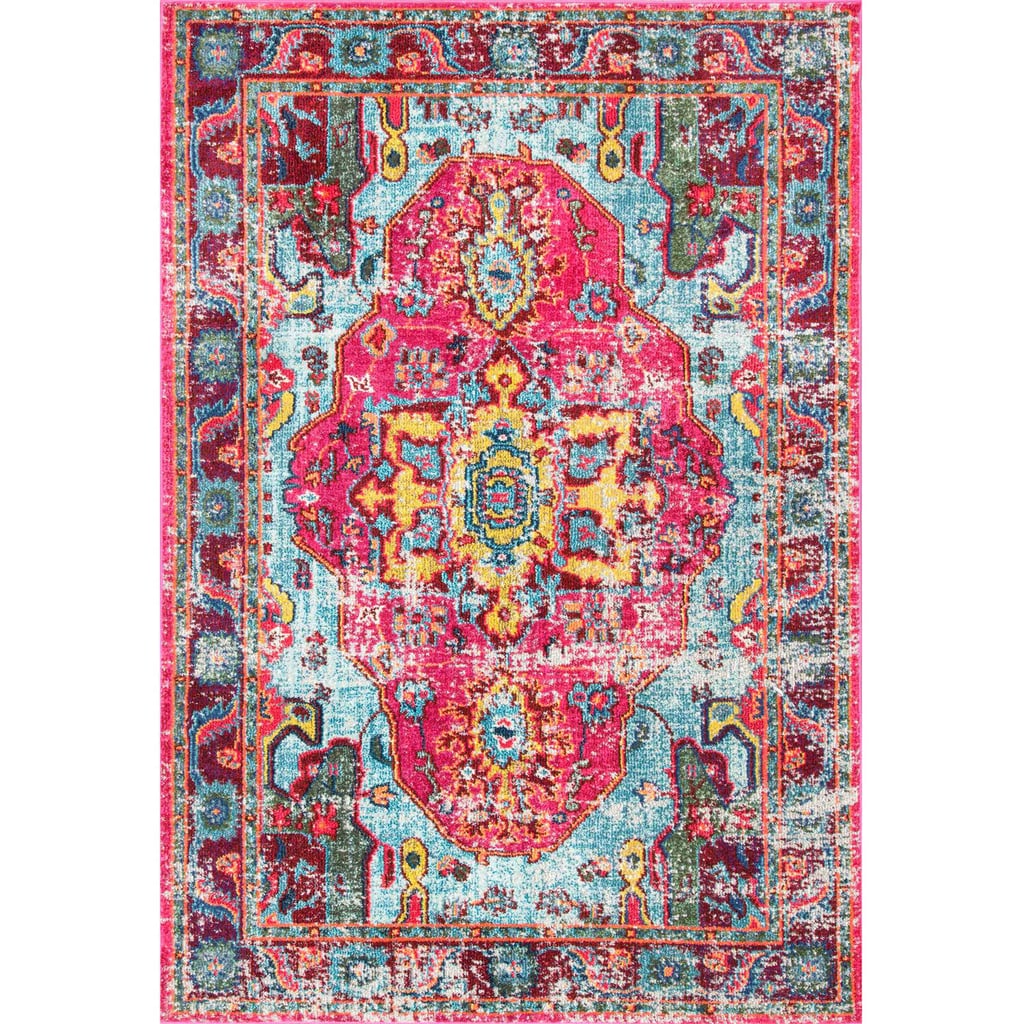 The nuLOOM Vintage Corbett Area Rug ($51-$590) uses bright tones like hot pink, blue, and yellow to load up any space with colour.
