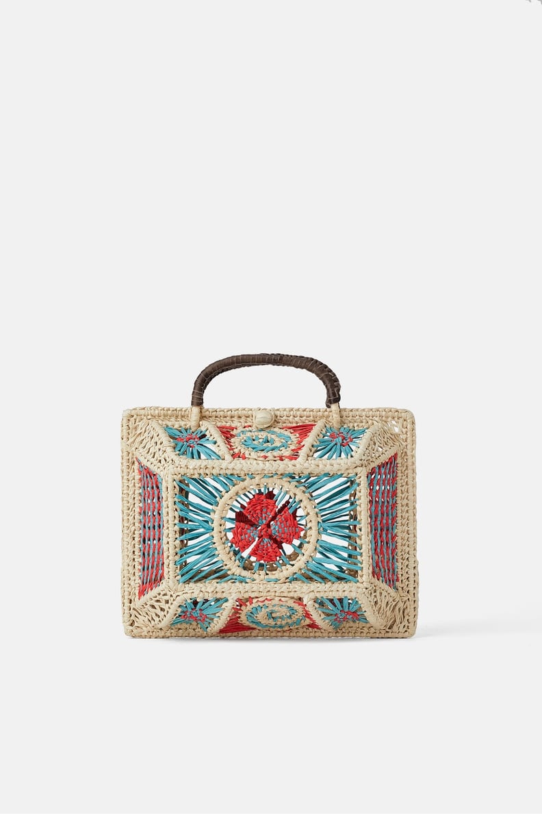 Zara Floral Woven Box Bag