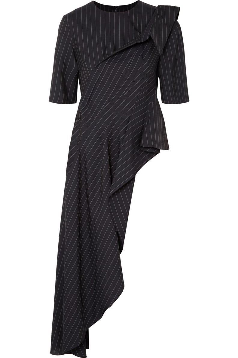 Monse Asymmetric Draped Pinstriped Top