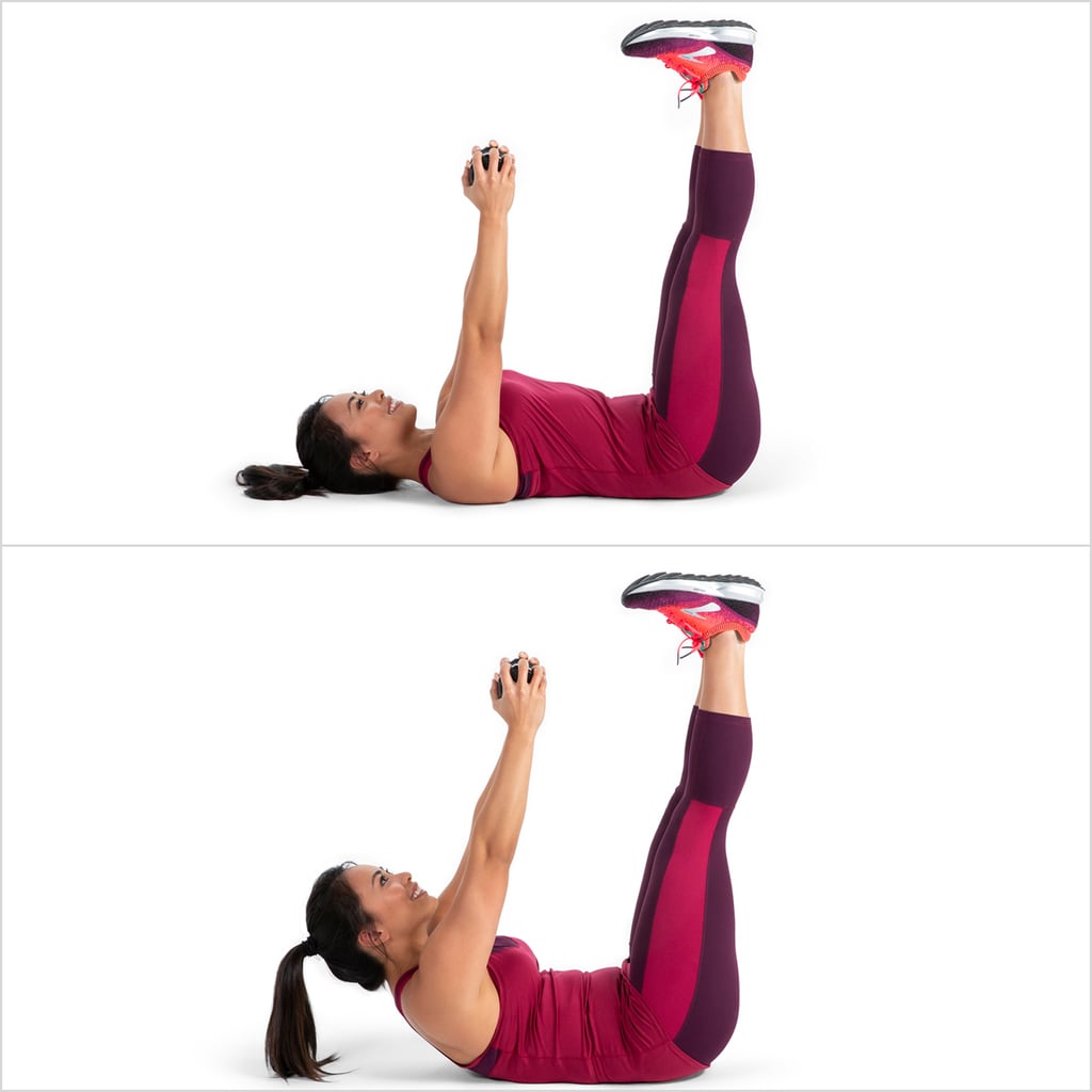 Straight-Leg Crunch With Dumbbell. 