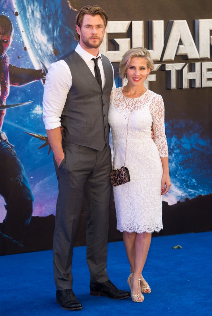 Chris Hemsworth and Elsa Pataky posed at the Guardians of the Galaxy premiere in London on Thursday.