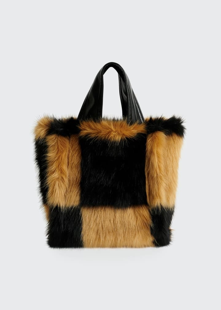 Stand Studio Lucille Bicolor Faux-Fur Tote Bag