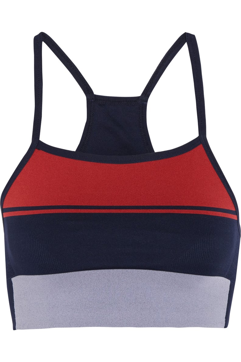 Fendi Striped Stretch Sports Bra in Blue