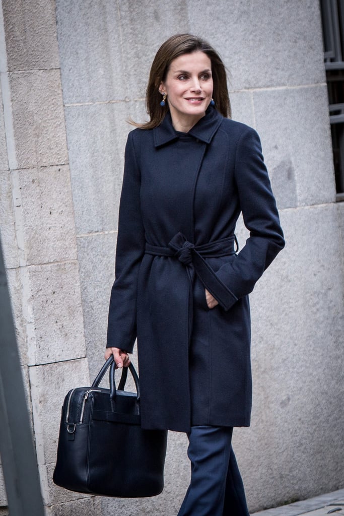 Queen Letizia's Navy Blue Coat January 2017