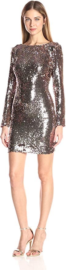 DRESS THE POPULATION Lola Long-Sleeve Sequin Dress