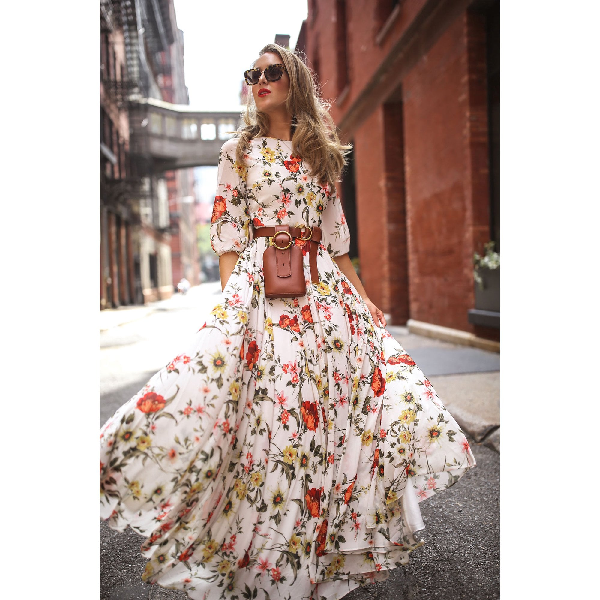 fall floral maxi dress