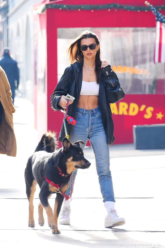 Emily Ratajkowski Walking Her Dog Colombo in NYC