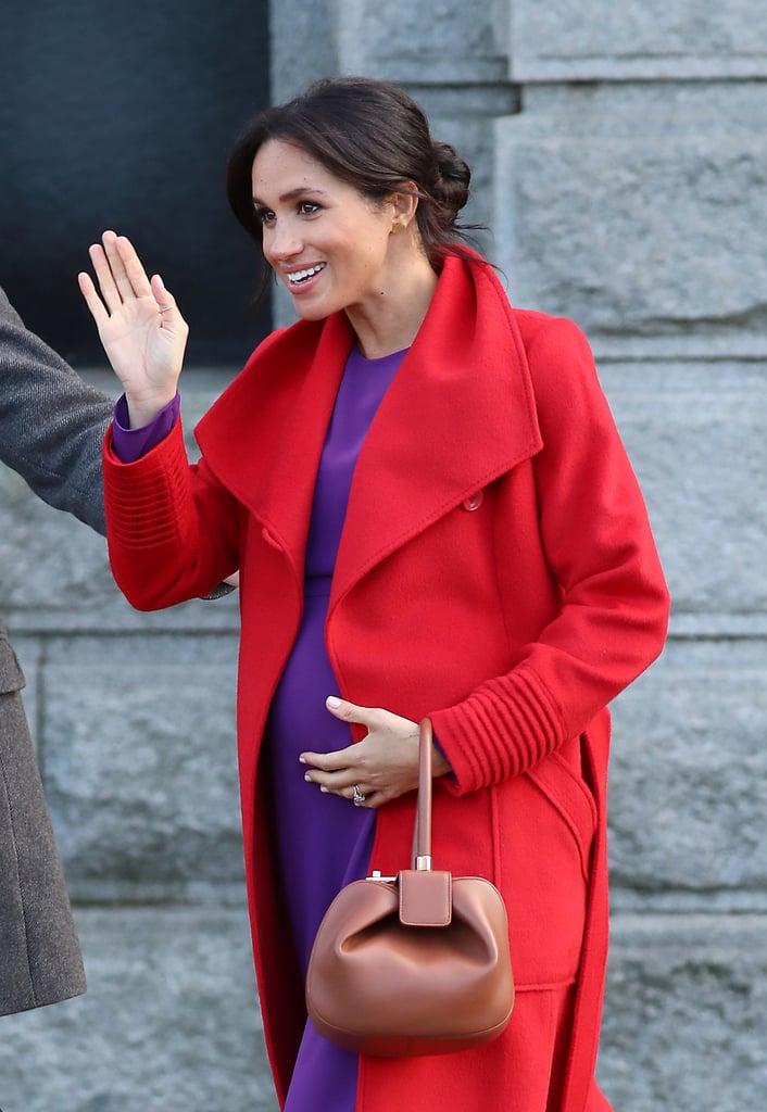 Meghan Markle Red and Purple Outfit Birkenhead January 2018