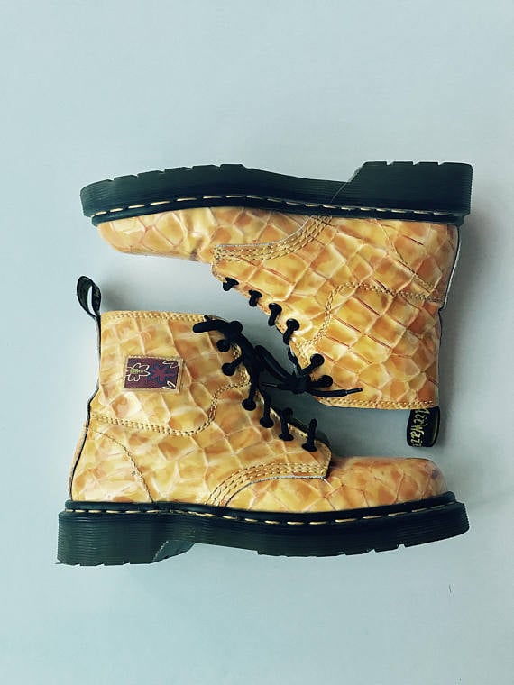Yellow Patent Dr. Martens Combat Boots ($120)
