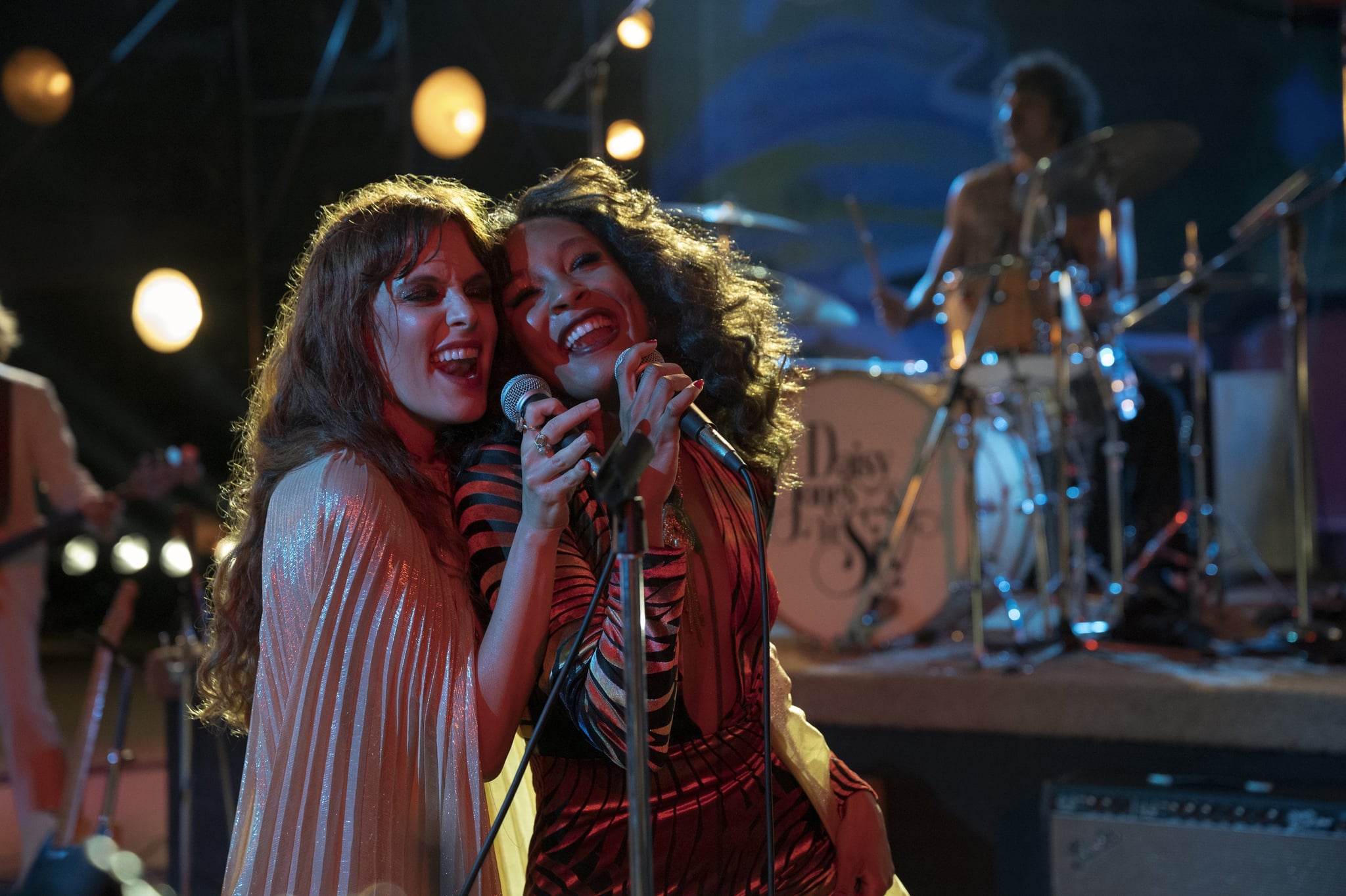 DAISY JONES & THE SIX, (aka DAISY JONES AND THE SIX), from left: Riley Keough, Nabiyah Be, 'Track 10: Rock 'n' Roll Suicide', (Season 1, ep. 110, aired Mar. 24, 2023). photo: Lacey Terrell / Amazon / Courtesy Everett Collection