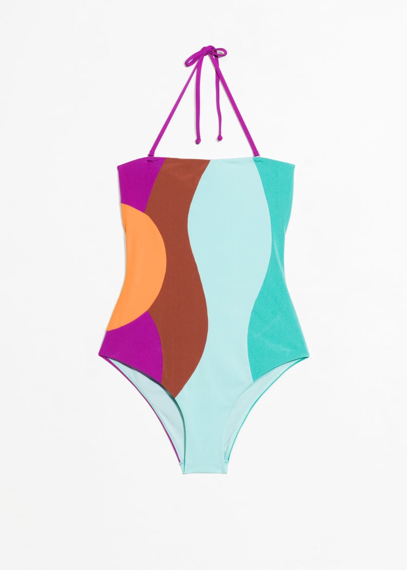 Color Wave Halter Swimsuit