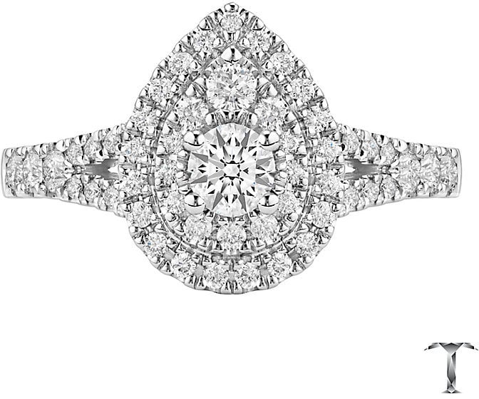 Tolkowsky 18ct White Gold Diamond Double Halo Ring
