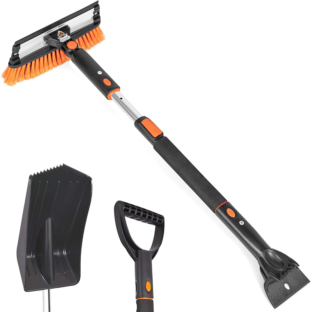 Snow Moover Extendable Snow Brush with Squeegee, Ice Scraper & Emergency Car Snow Shovel