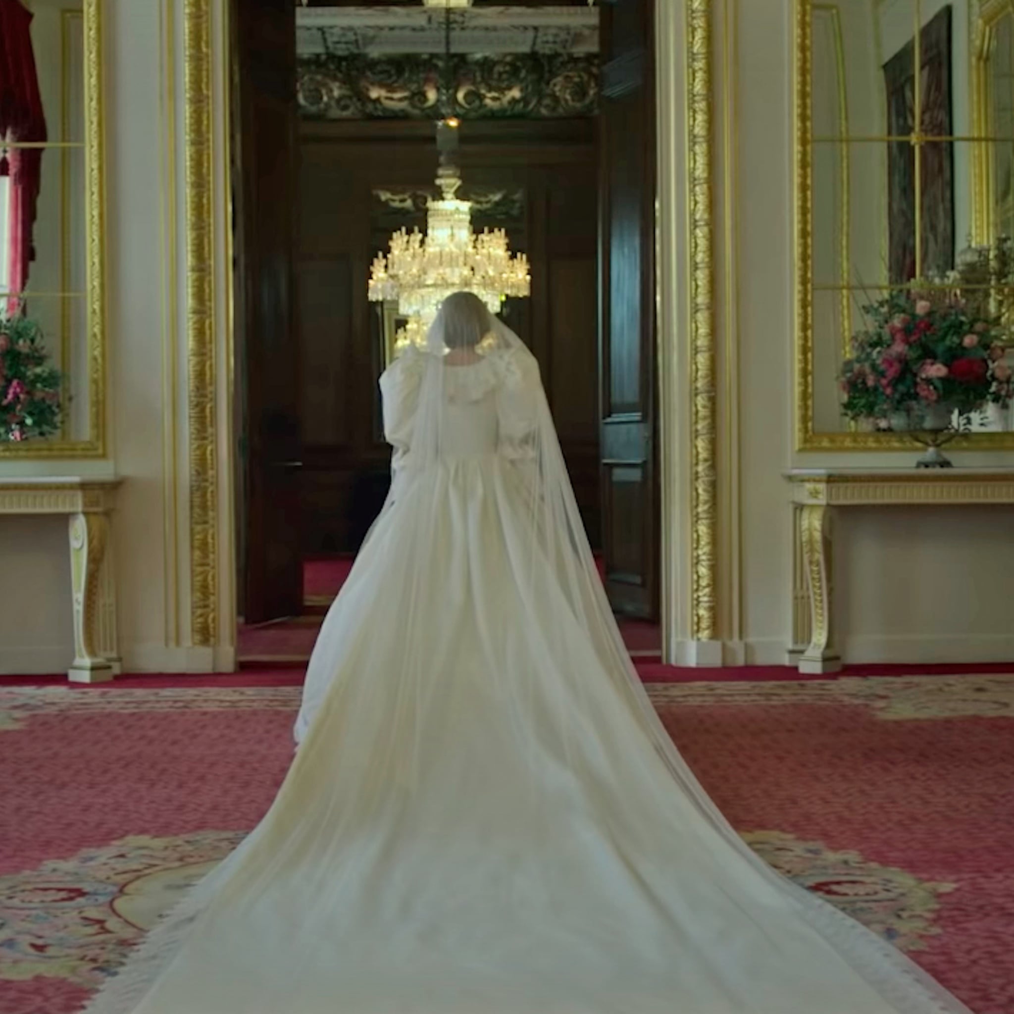 A Glimpse of Princess Diana's Wedding Dress on The Crown | Princess Diana's  Wedding Dress in The Crown Season 4 Trailer | POPSUGAR Fashion UK Photo 3