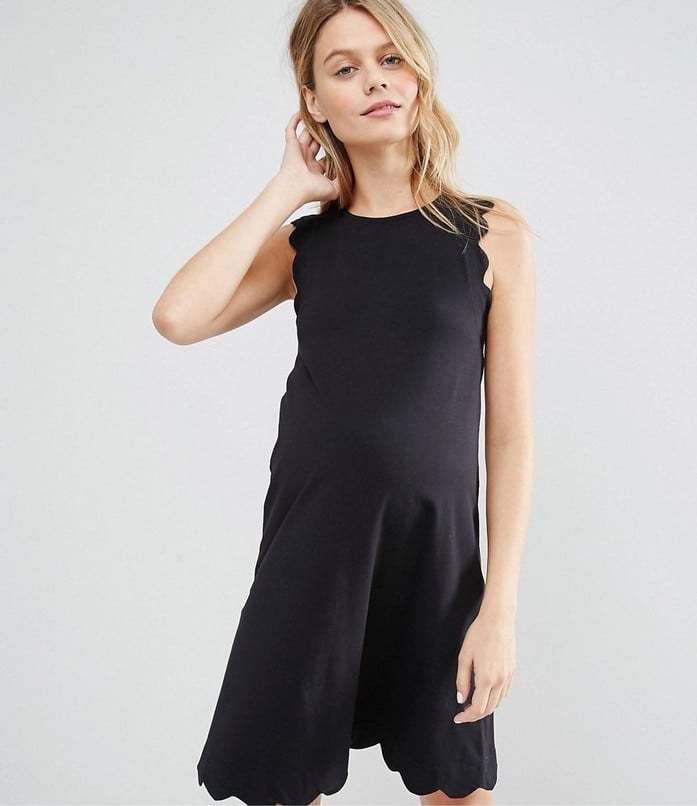Shift Dress With Scallop Detail