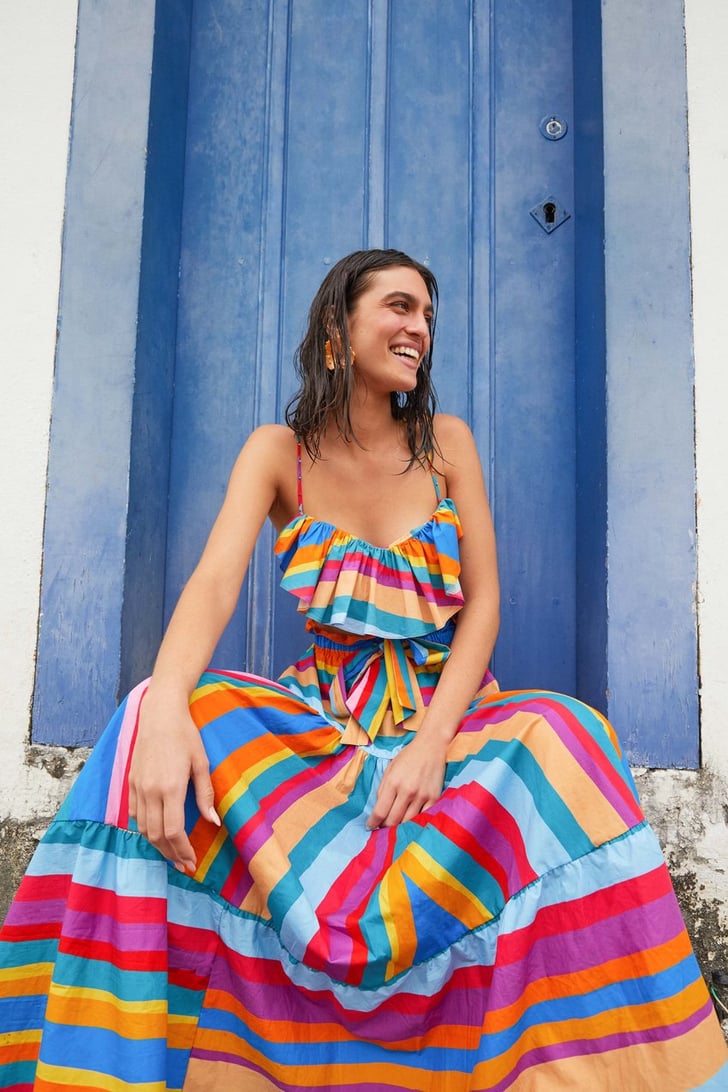 FARM Rio Striped Scarf Maxi Skirt