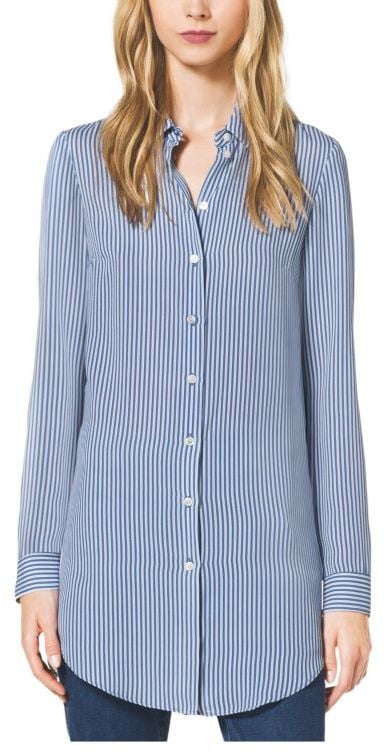 Michael Kors Ticking Stripe Silk-Georgette Shirt ($995) | Kate Upton ...