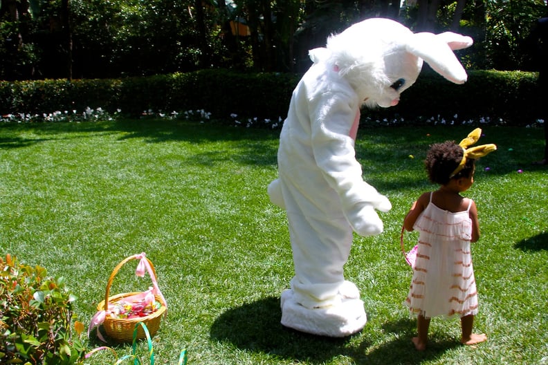 Of course, she hung out with the Easter bunny.