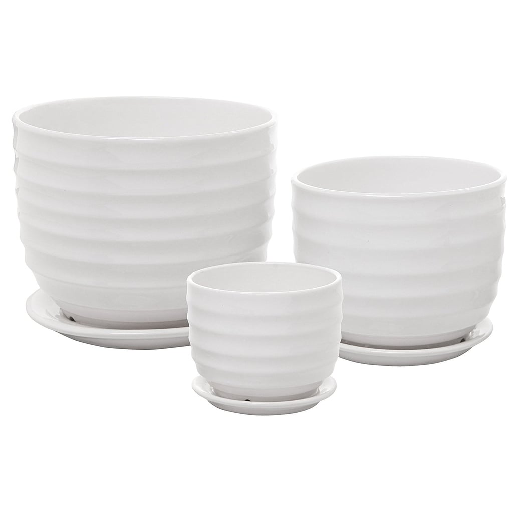 MyGift Round Modern Garden Pots (Set of 3)