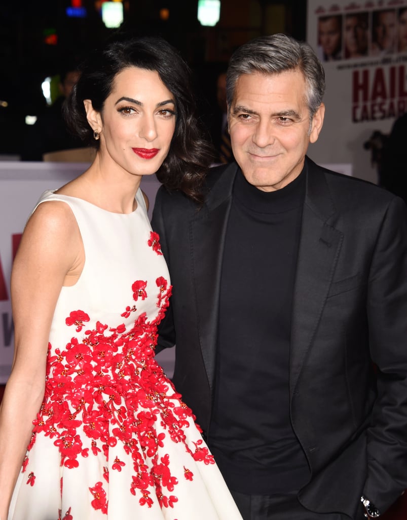 Amal Clooney Wearing Red Floral Giambattista Valli Dress