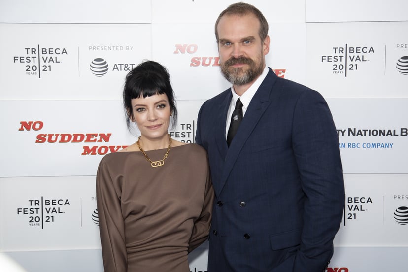 NEW YORK, NEW YORK - JUNE 18: Lily Allen and David Harbour attend 'No Sudden Move' during 2021 Tribeca Festival at The Battery on June 18, 2021 in New York City. (Photo by Santiago Felipe/Getty Images)