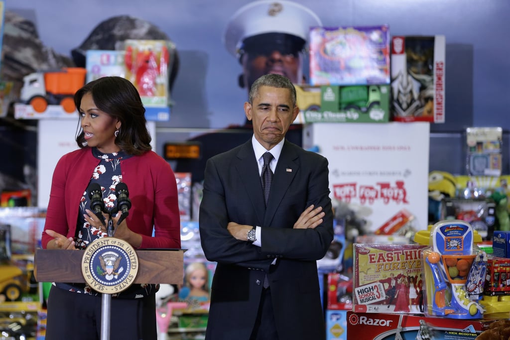 Obamas at the Marine Corps Toys For Tots Event 2014