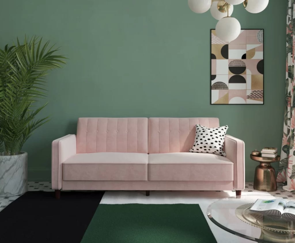 Nia Velvet Square Arm Sleeper Sofa