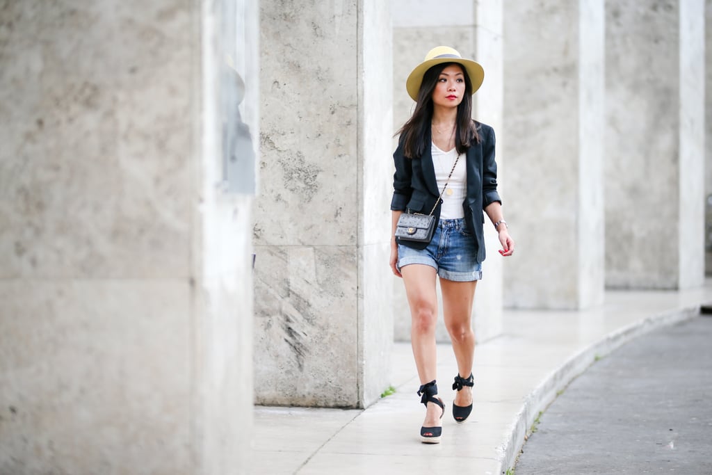 Style a Pair of Lace-Up Espadrilles With Shorts and a Blazer