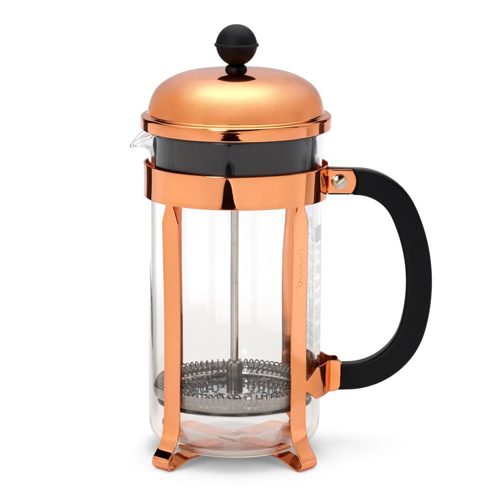 How awesome will this Bodum Classic Chambord Copper 8 Cup French Press Coffee Maker ($75) look on a dining room table?
