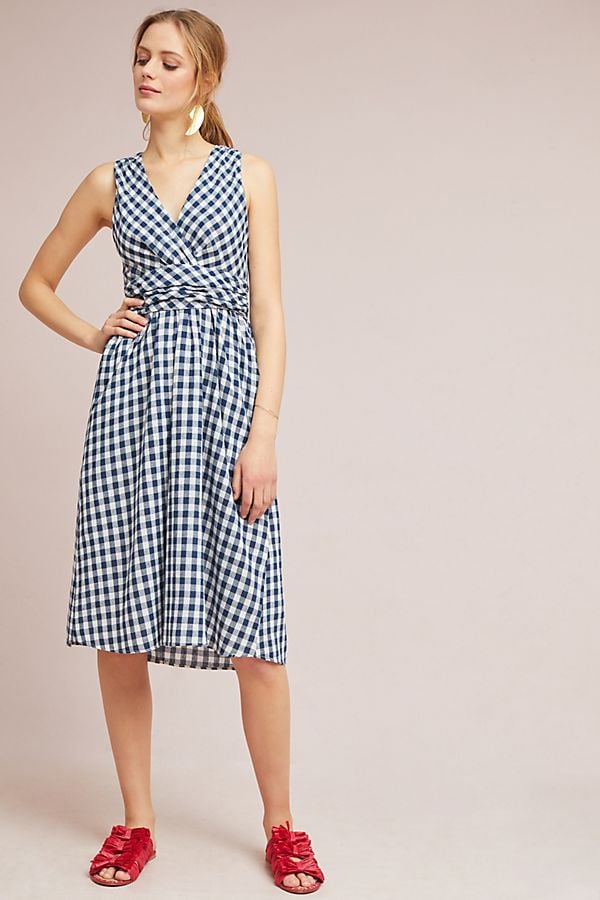 Anthropologie Grecca Gingham Midi Dress | Melania Trump Gingham Ralph Lauren Dress Fourth of 
