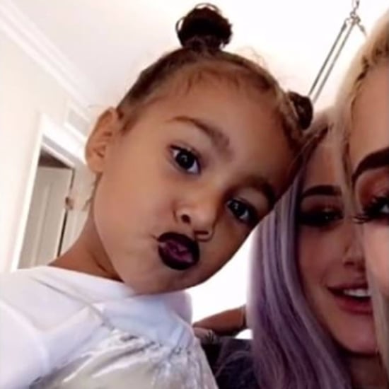 North West Wearing Kylie Jenner Lip Kit