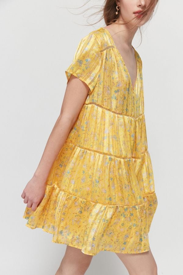 UO Picnic Chiffon Tiered Mini Dress