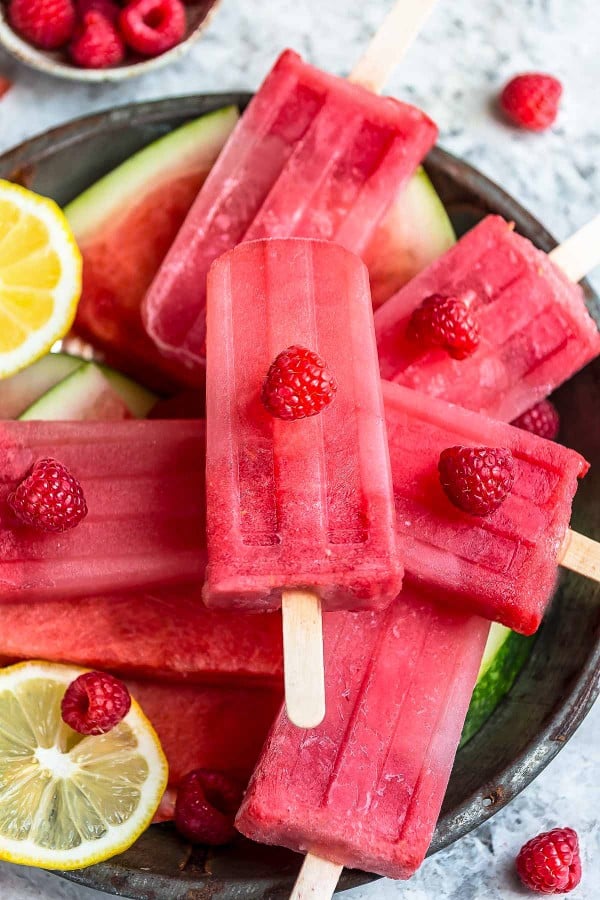 Watermelon Raspberry Popsicles