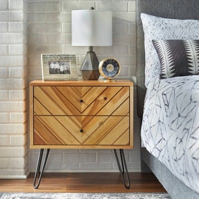 Lifestorey Alexandria 2 Drawer Nightstand (Oak)