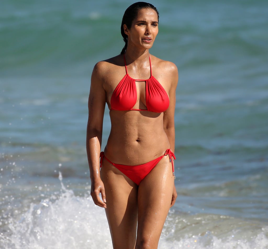 Padma Lakshmi's Red Cutout Bikini | POPSUGAR Fashion1024 x 952