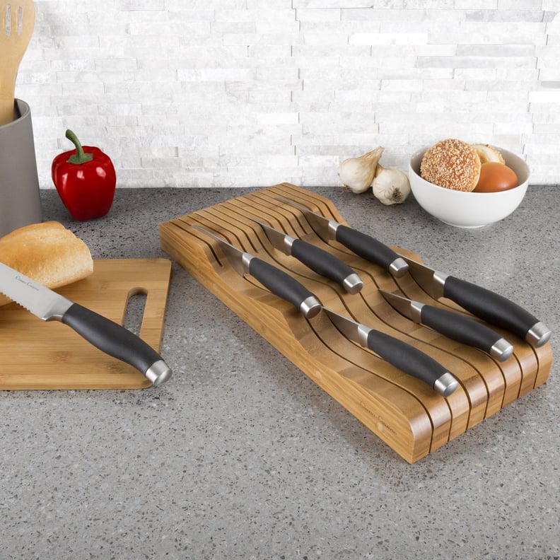 In Drawer Bamboo Knife Block and Cutlery Storage Organizer