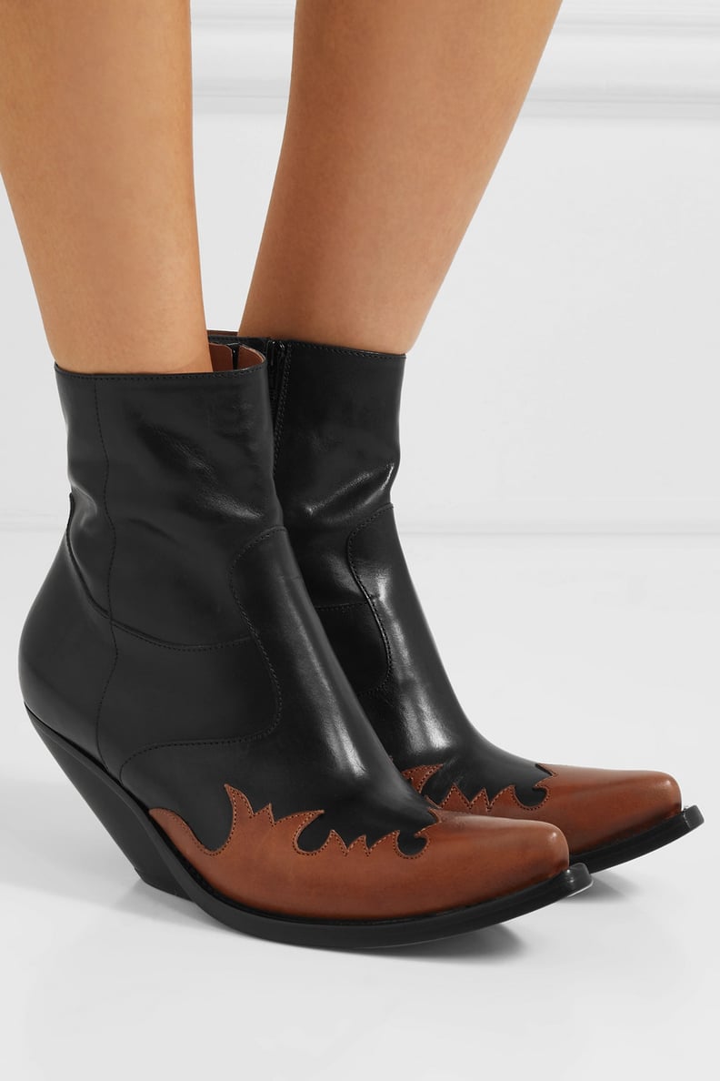Vetements Kick Ass Two-Tone Leather Ankle Boots