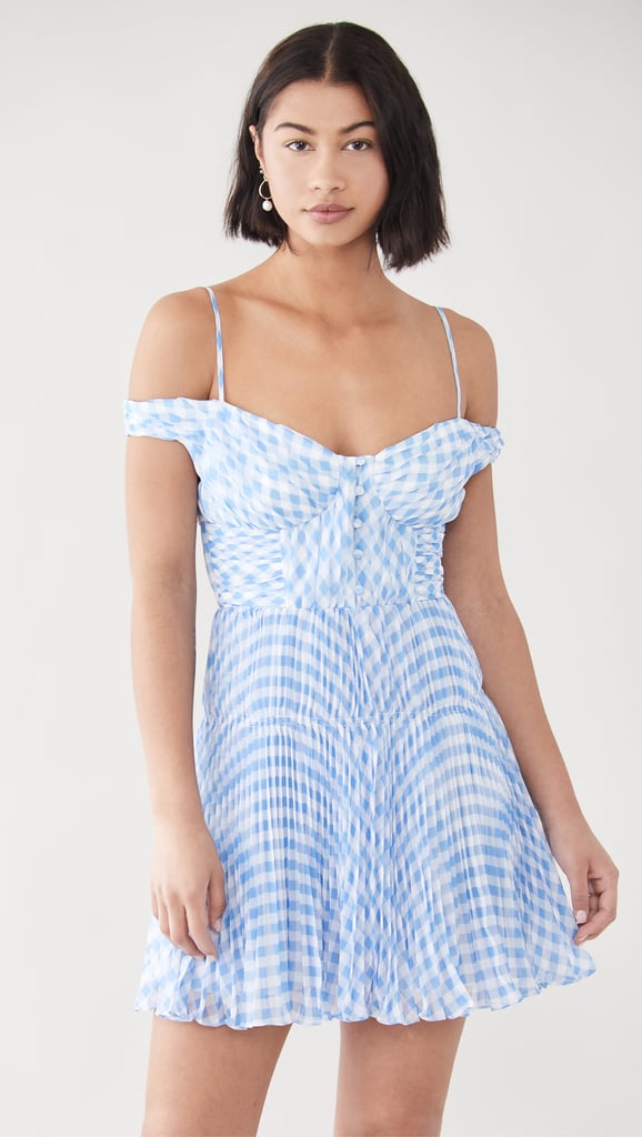 A Stunning Mini: Self Portrait Blue Gingham Off Shoulder Mini Dress