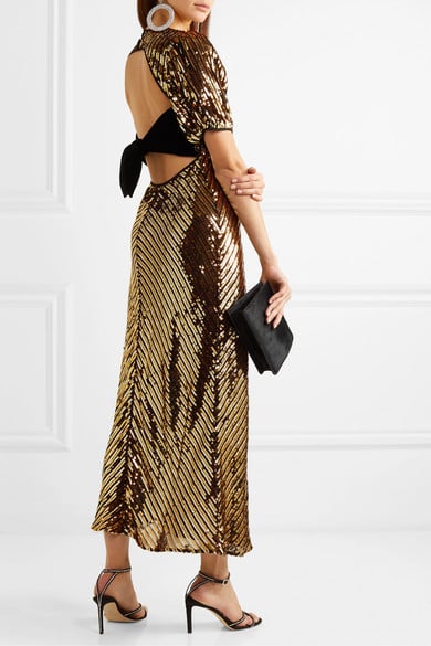 Rixo Daisy Velvet-Trimmed Cutout Sequined Georgette Midi Dress | The Most Eyecatching Wedding 