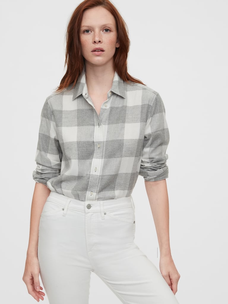 Gap Grey Plaid Everyday Flannel Shirt