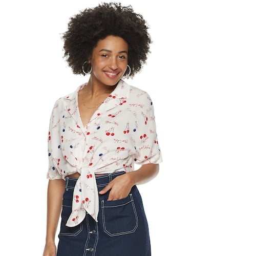 POPSUGAR Tie Front Camp Shirt Stylish POPSUGAR at Kohl's Clothing To