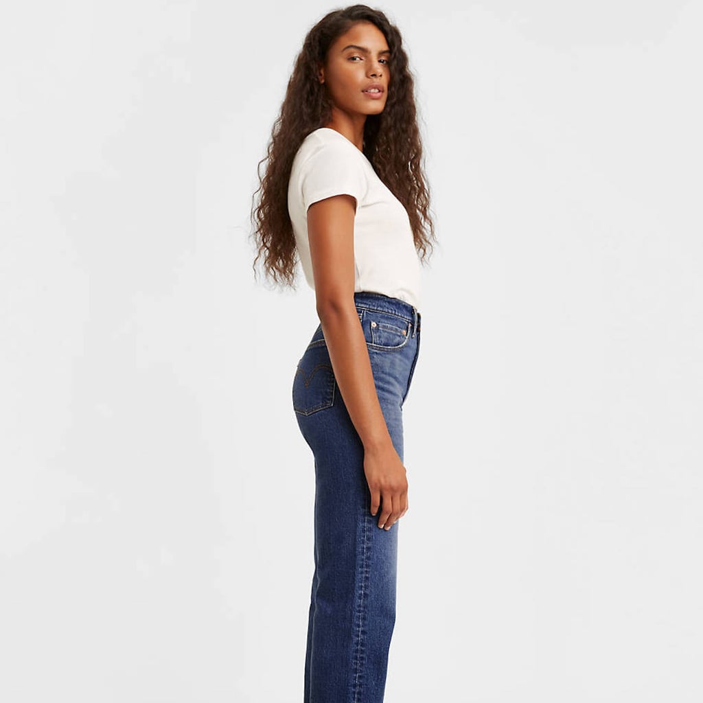 crop top on high waist jeans