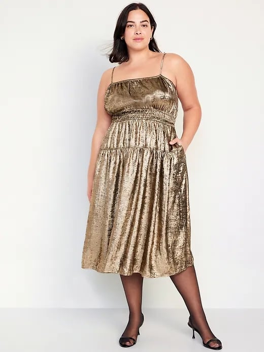 Old Navy Waist-Defined Cami Shine Midi Dress