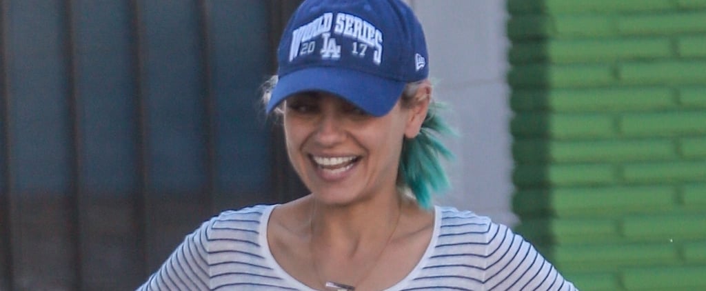 Mila Kunis Debuts Blond Hair and Blue Ends
