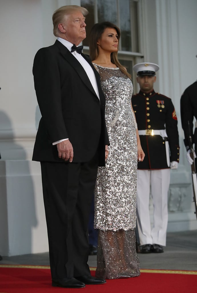 Melania Trump Sequined Chanel Dress at State Dinner 2018