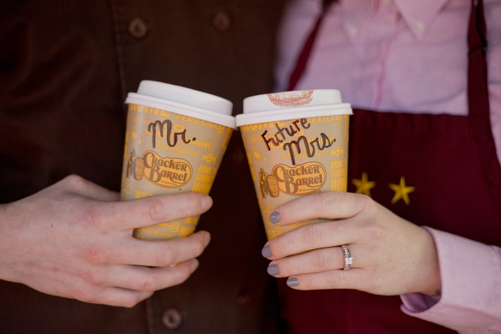 Couple's Engagement and Wedding Photos at Cracker Barrel