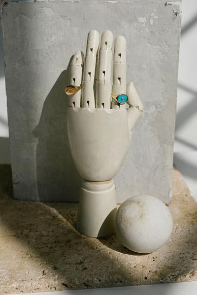 gold, turquoise and diamond signet ring